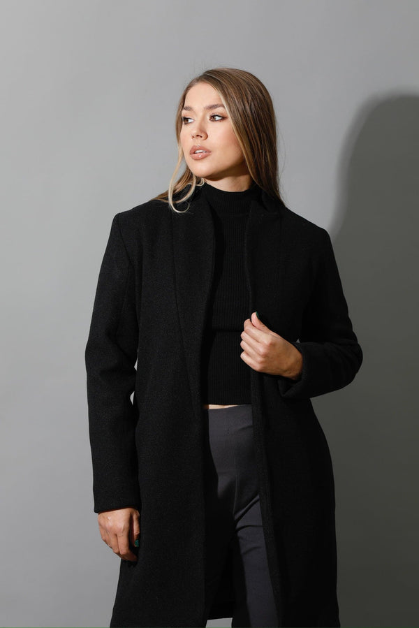 Woolen Short Coat - Black