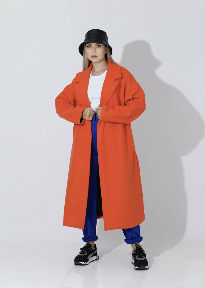 Oversized Wrapped Coat - Orange - GIFTSNY.US- KS Fashion Wear