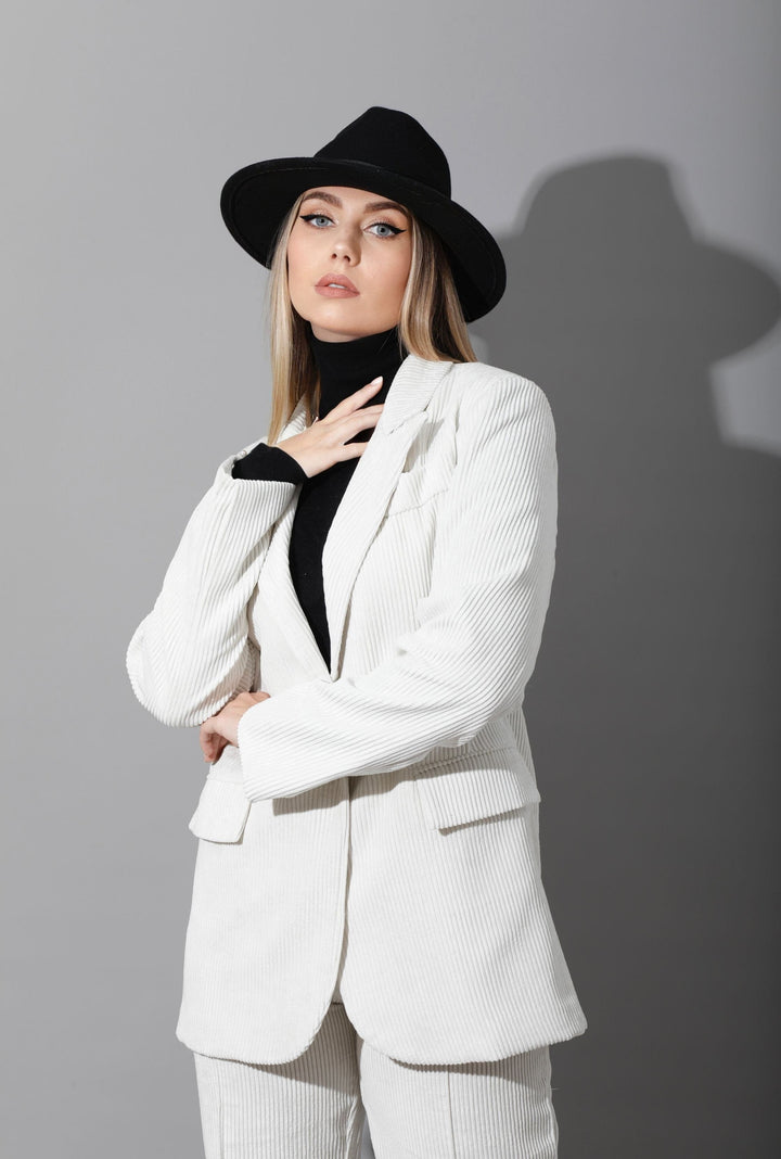 Tailored Oversized Suit - White Velvet - GIFTSNY.US- KS Fashion Wear