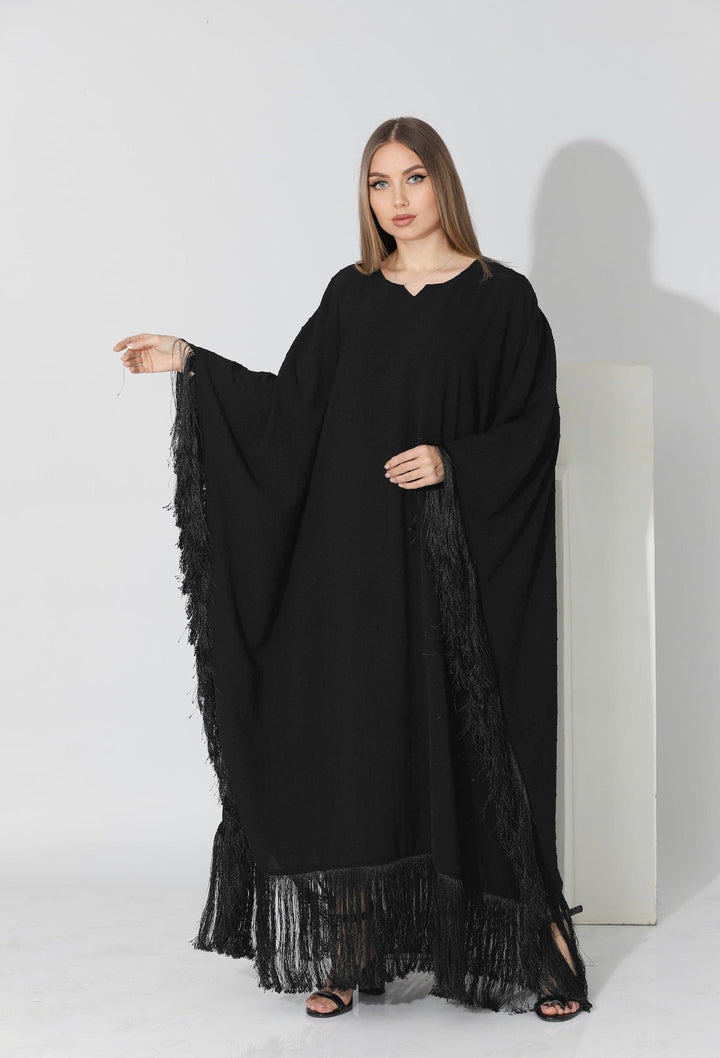 Fringed Maxi Dress - Black - GIFTSNY.US- KS Fashion Wear