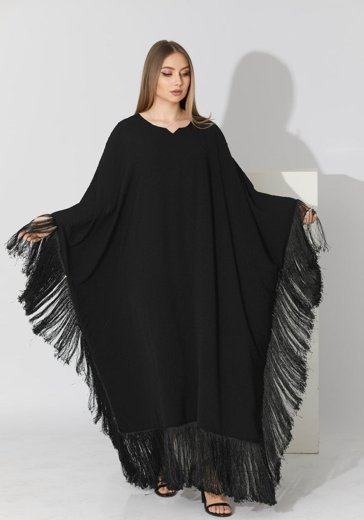 Fringed Maxi Dress - Black - GIFTSNY.US- KS Fashion Wear