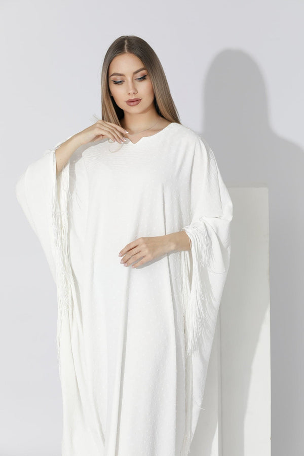 Fringed Maxi Dress - White - GIFTSNY.US- KS Fashion Wear