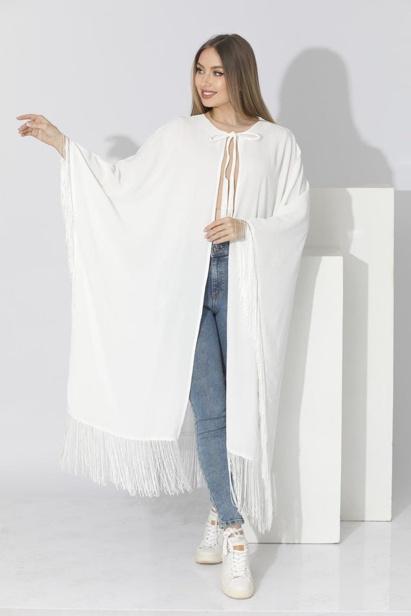 Fringed Cardigan - White - GIFTSNY.US- KS Fashion Wear