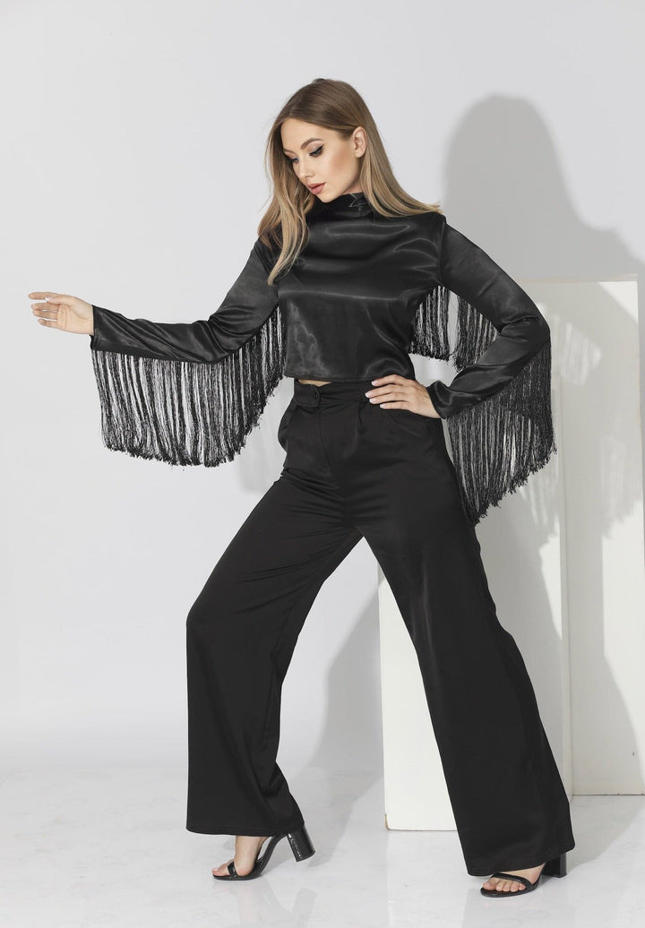 Fringed Blouse - Black - GIFTSNY.US- KS Fashion Wear