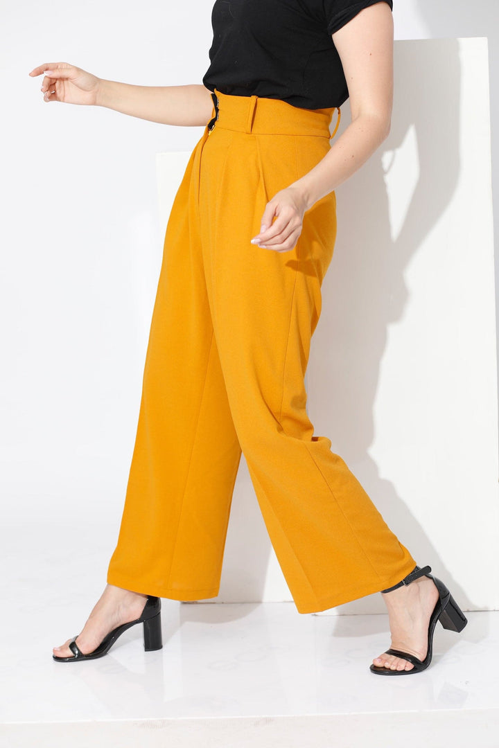 High Waist Trousers - Yellow - GIFTSNY.US- KS Fashion Wear