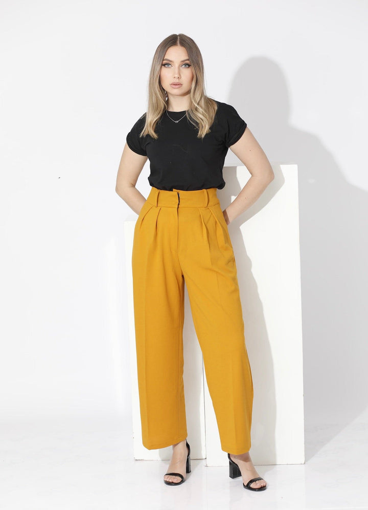 High Waist Trousers - Yellow - GIFTSNY.US- KS Fashion Wear