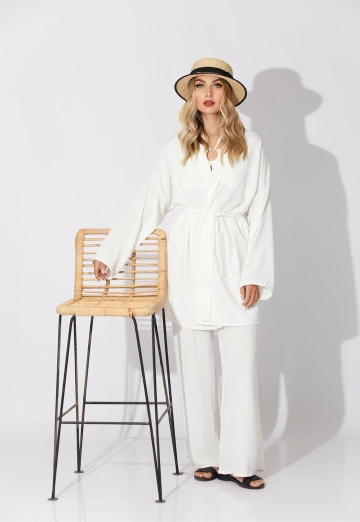 Co-ord Kimono - White - GIFTSNY.US- KS Fashion Wear