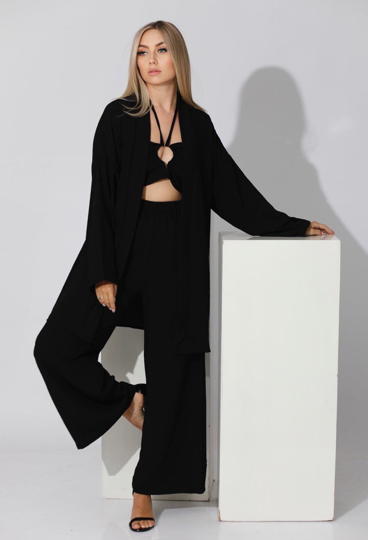 Co-ord Kimono - Black - GIFTSNY.US- KS Fashion Wear