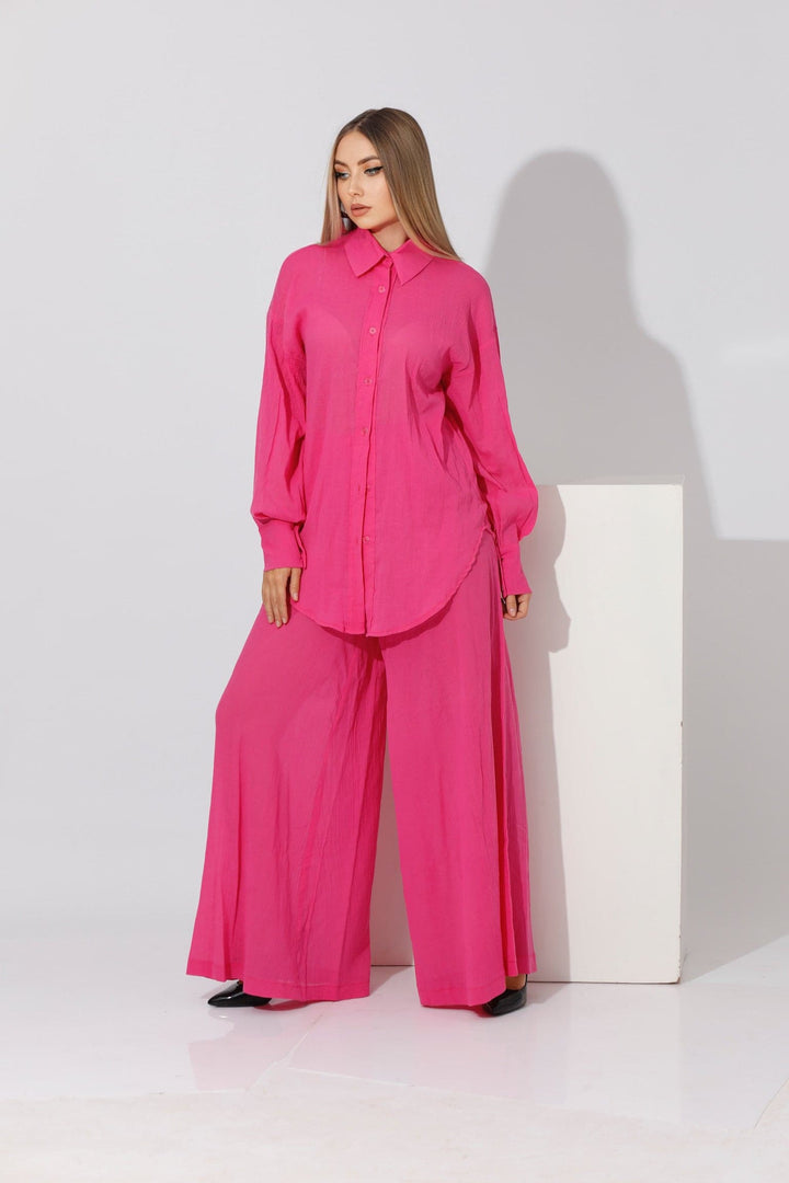 Co-ord Shirt & Trousers - Barbie Pink - GIFTSNY.US- KS Fashion Wear