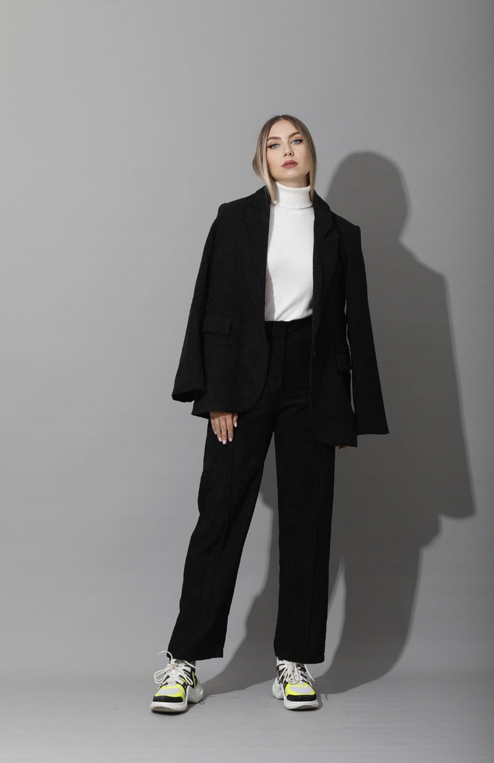 Tailored Oversized Suit - Black Velvet - GIFTSNY.US- KS Fashion Wear