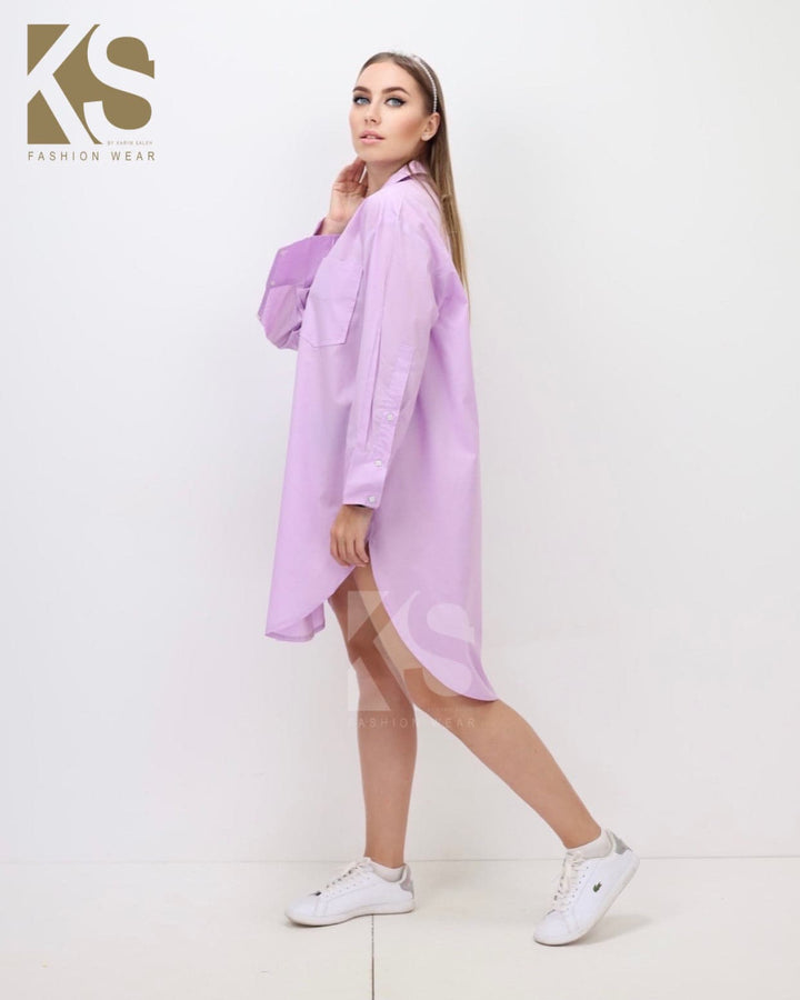 Oversized Shirt Dress - Lavender - GIFTSNY.US- KS Fashion Wear