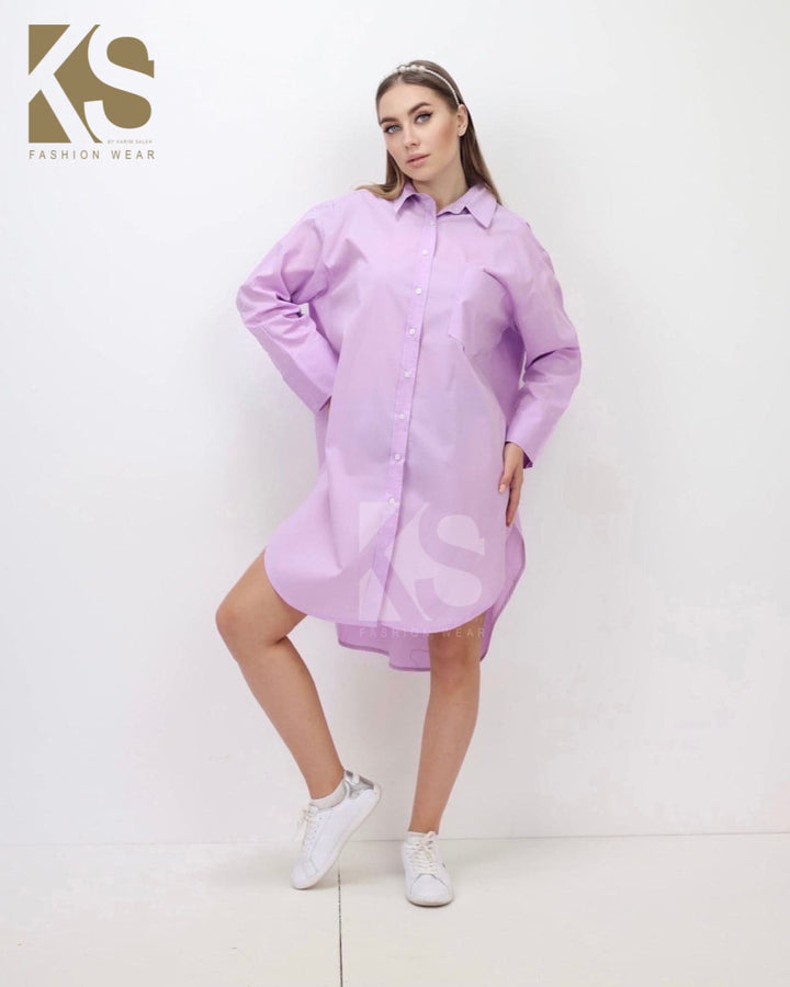 Oversized Shirt Dress - Lavender - GIFTSNY.US- KS Fashion Wear