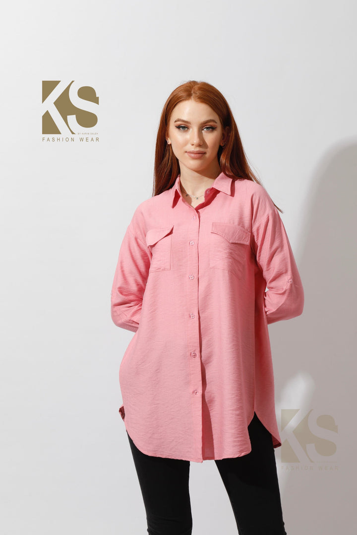 Shirt ‏with Two Pockets - Rose - GIFTSNY.US- KS Fashion Wear