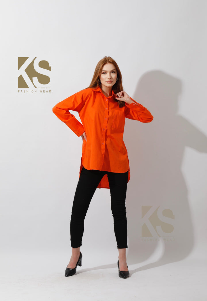 Buttons Back Shirt - Orange - GIFTSNY.US- KS Fashion Wear