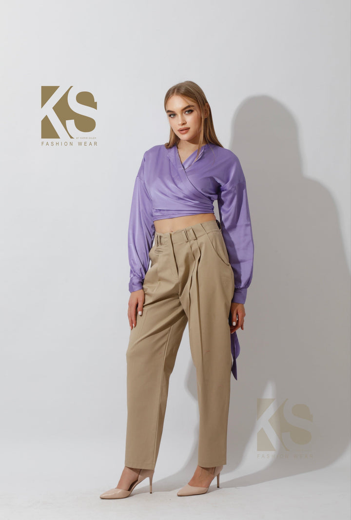 Wrap Tie Blouse - Lavender - GIFTSNY.US- KS Fashion Wear