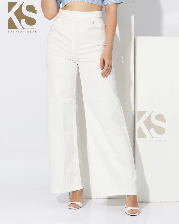 Pleated wide leg pants - White - GIFTSNY.US- KS Fashion Wear