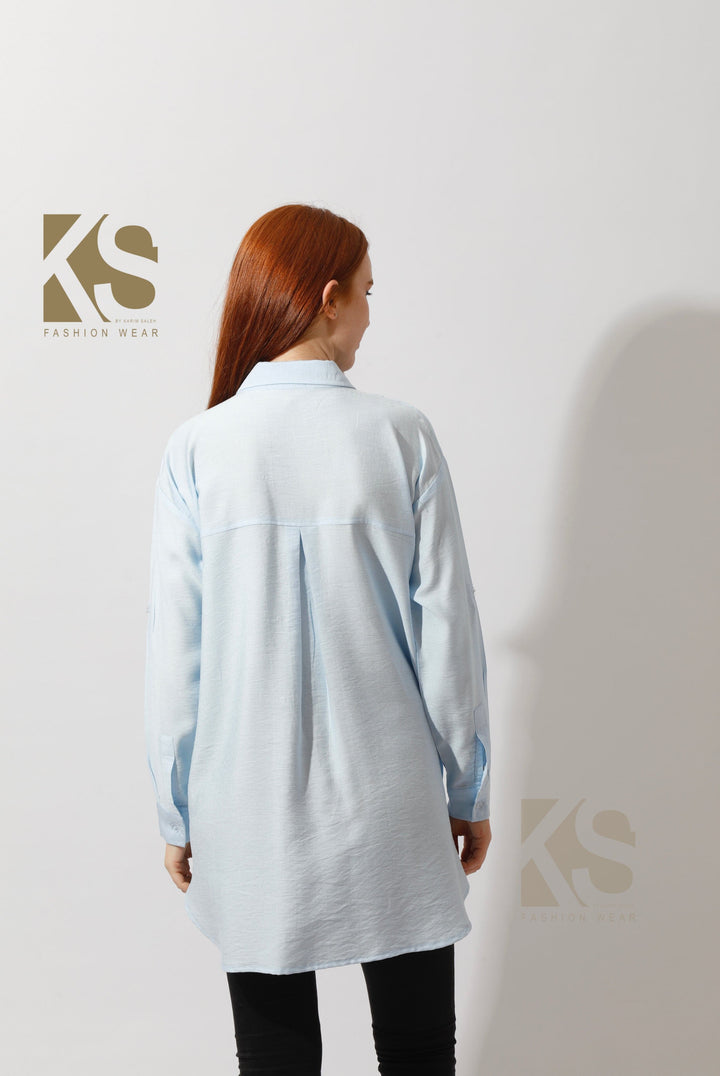 Shirt ‏with Two Pockets - Baby Blue - GIFTSNY.US- KS Fashion Wear