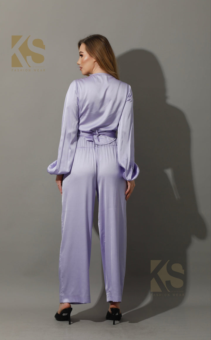 Wrapped Tie Blouse - Lavender Purple - GIFTSNY.US- KS Fashion Wear