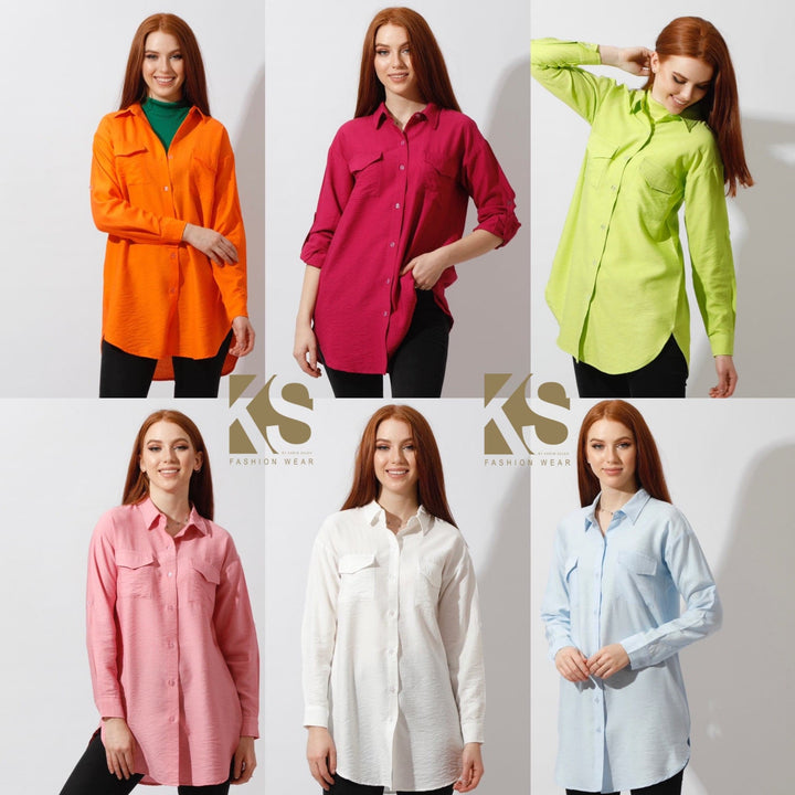 Shirt ‏with Two Pockets - White - GIFTSNY.US- KS Fashion Wear