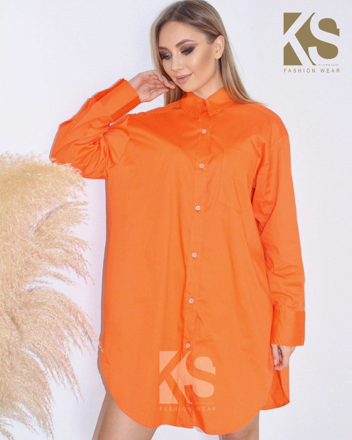 Oversized Shirt Dress - Orange - GIFTSNY.US- KS Fashion Wear