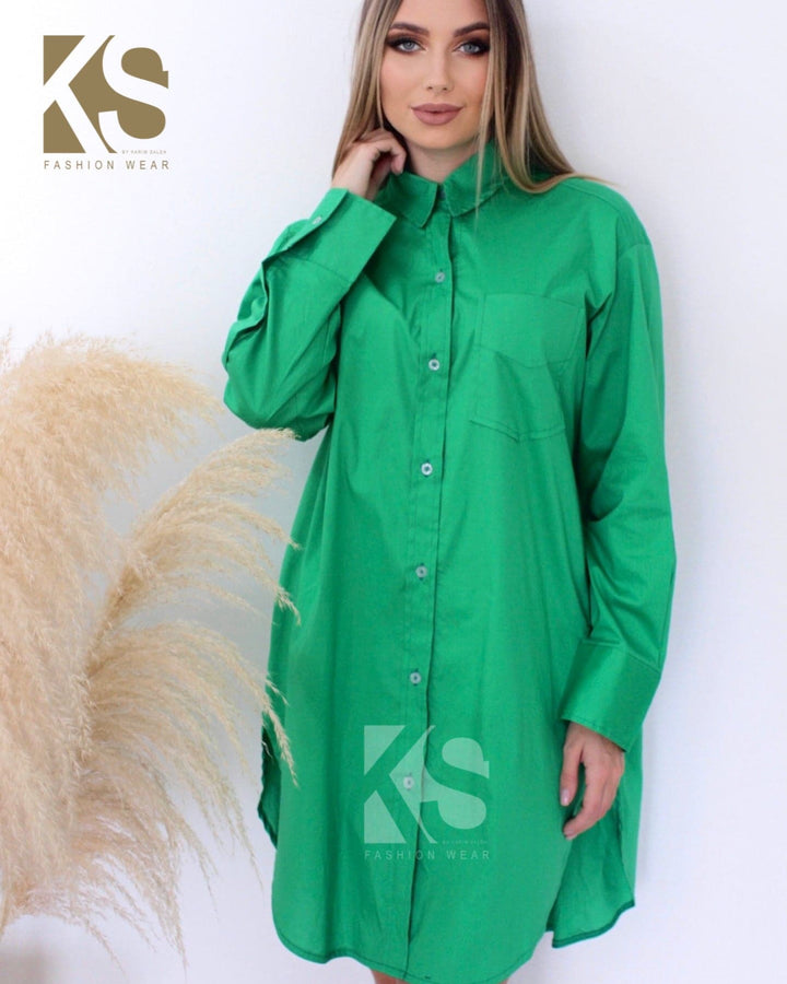 Oversized Shirt Dress - Green - GIFTSNY.US- KS Fashion Wear