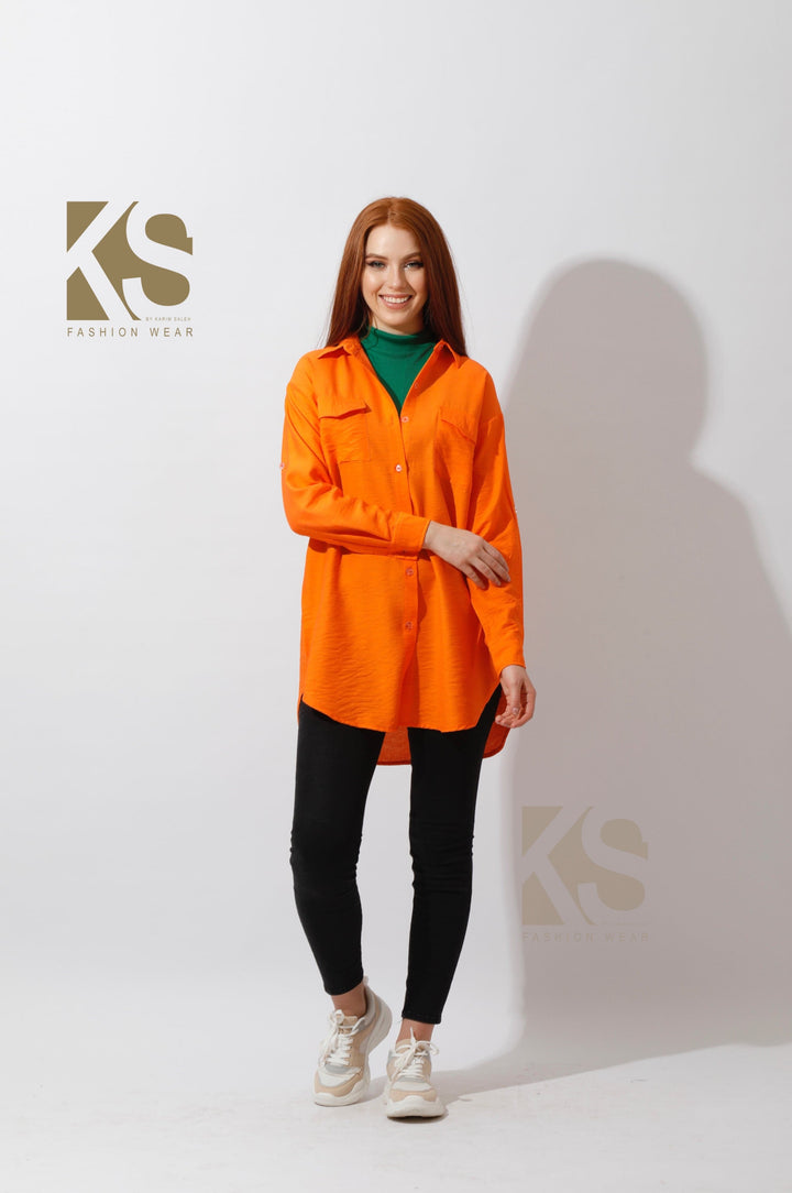 Shirt ‏with Two Pockets - Orange - GIFTSNY.US- KS Fashion Wear