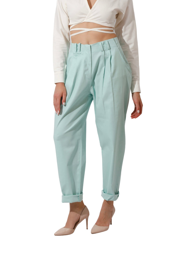 High Rise Paper-Bag Pants - Mint - GIFTSNY.US- KS Fashion Wear